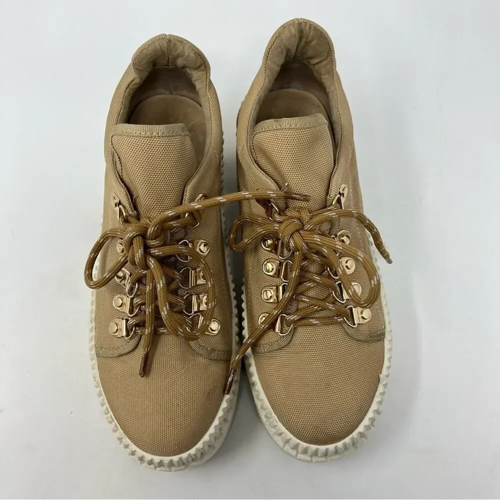 Anthropologie Silent D Tan Hiker Sneakers Platform Lace Up Womens Size 37 US 6.5